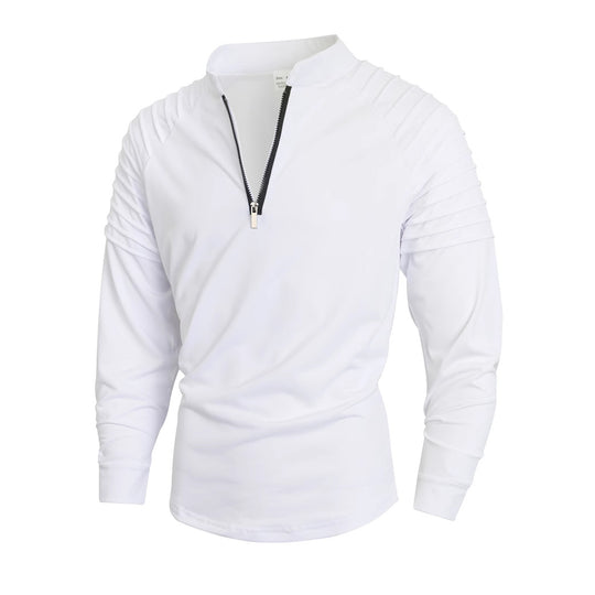 Herren Langarmshirt mit modernem Stehkragen und Reißverschluss Heidi-Mode