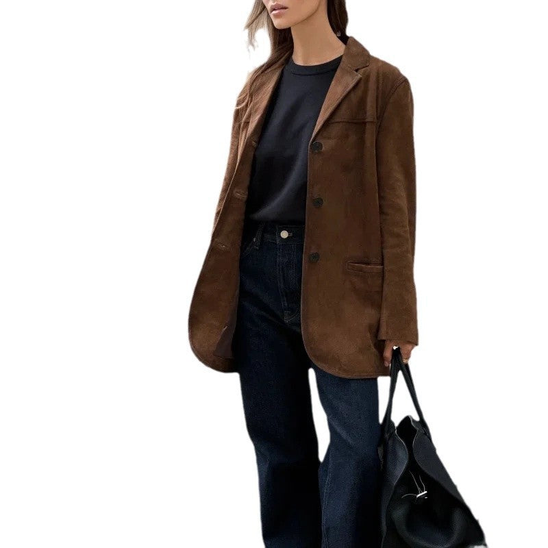 Damen Blazer aus weichem Wildleder mit praktischen Taschen Heidi-Mode