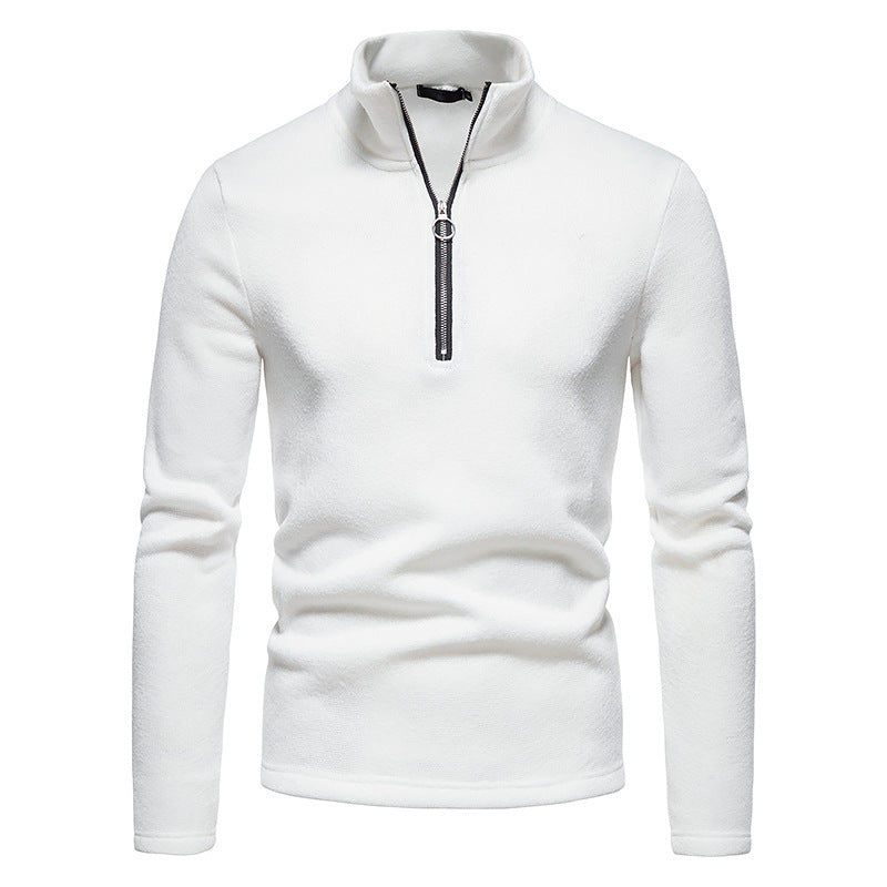 Herren sportlicher Pullover mit hohem Kragen und innovativem Reißverschluss Heidi-Mode