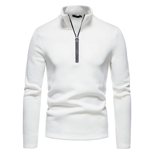 Herren sportlicher Pullover mit hohem Kragen und innovativem Reißverschluss Heidi-Mode