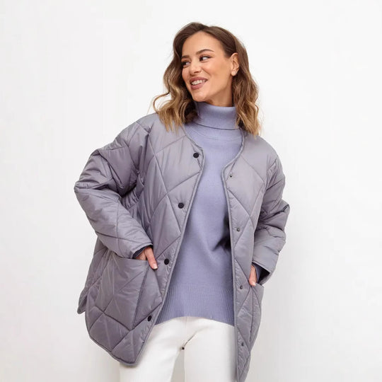Damen gesteppte Freizeitjacke mit hoch geschlossenem Kragen und modischem Schnitt Heidi-Mode