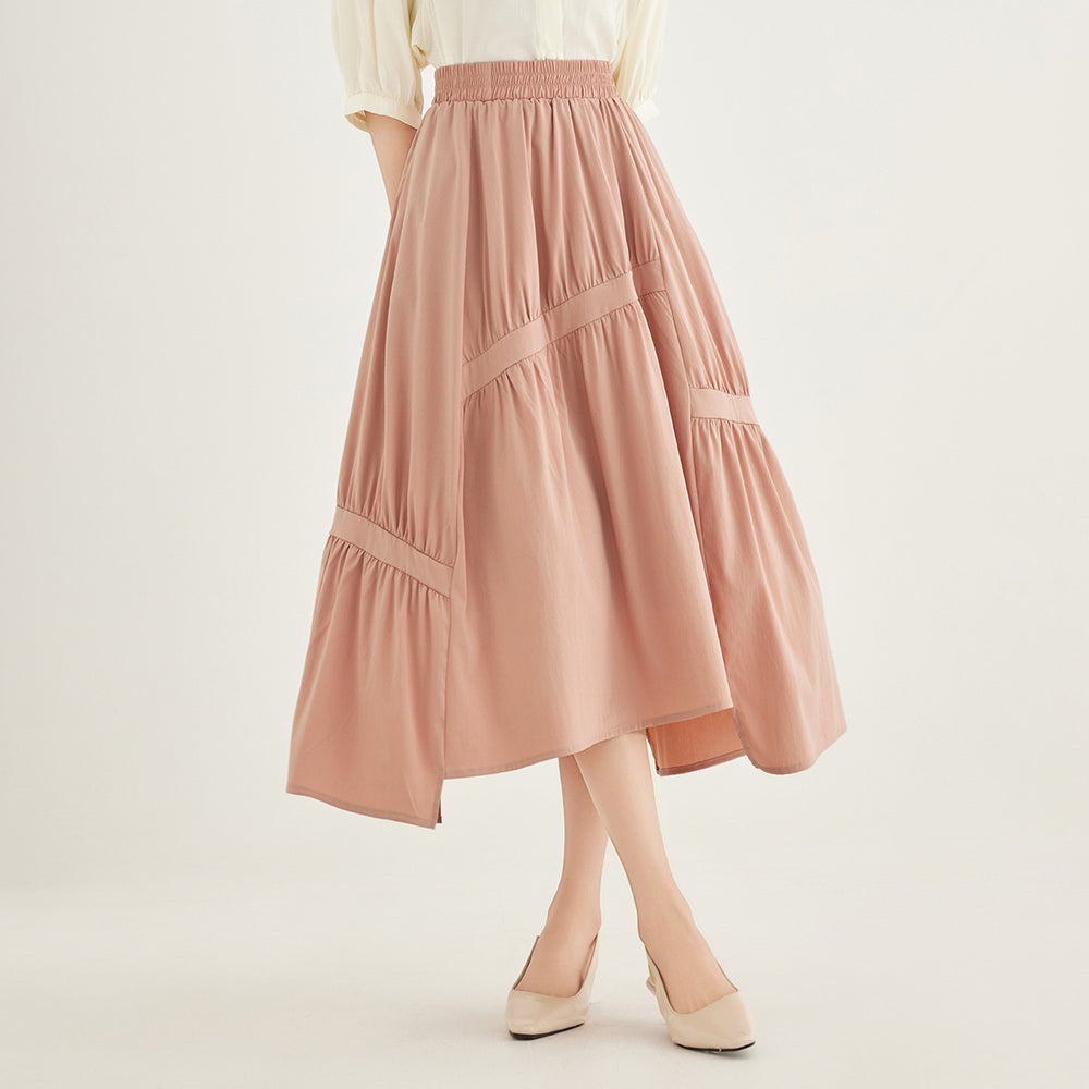 Femme Fließender High-Low Maxi-Rock mit gestuften Design Heidi-Mode