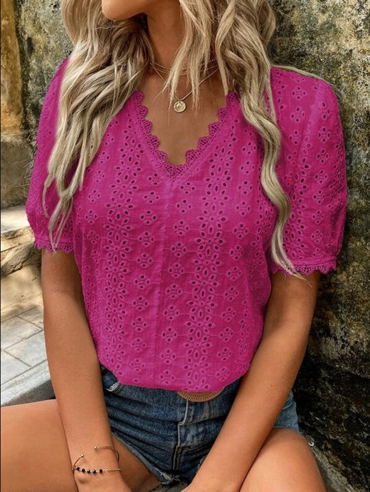 Damen Bluse mit Lochstickerei Heidi-Mode