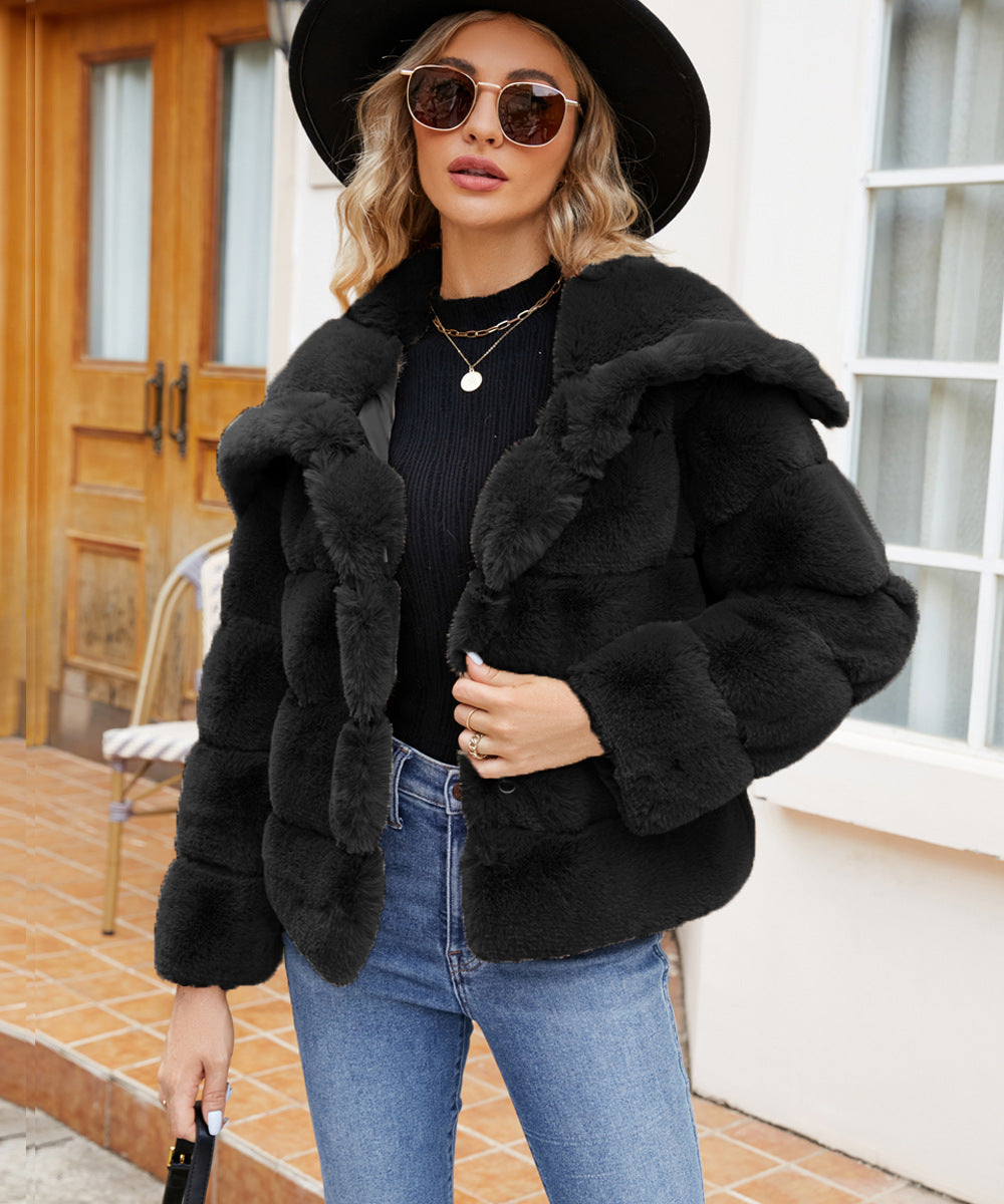 Damen Fleece-Puffjacke mit Kapuze Heidi-Mode