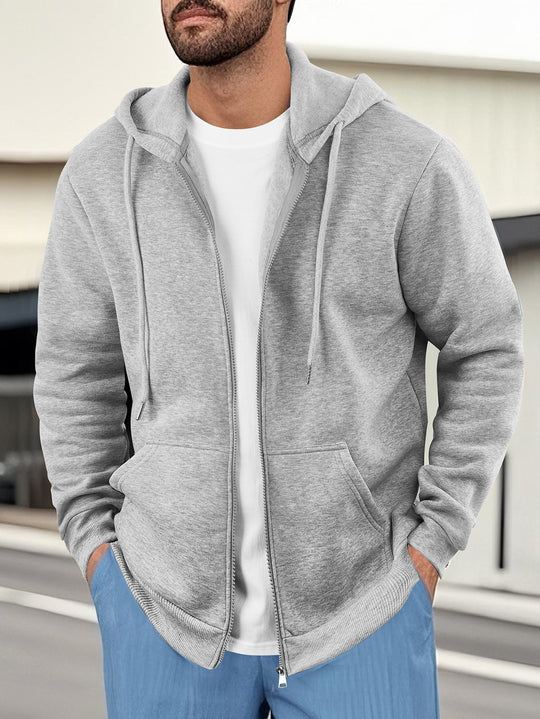 Herren lässige Kapuzenjacke mit atmungsaktivem Sweatstoff und praktischen Taschen Heidi-Mode