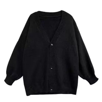 Damen Flauschiger Strickcardigan mit voluminösen Ärmeln und Knopfdetails Heidi-Mode