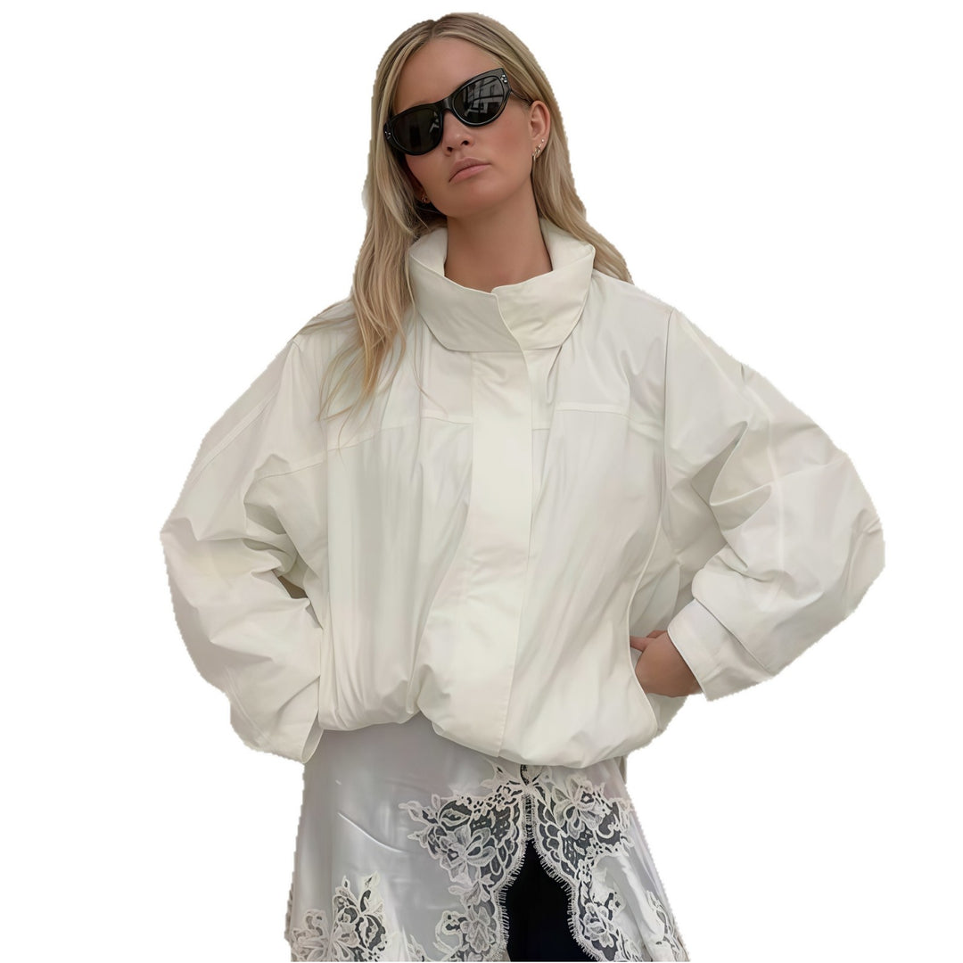 Damen Funktionale Oversized-Jacke mit hohem Kragen und innovativem Design Heidi-Mode