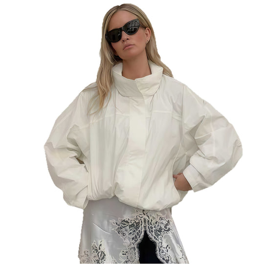 Damen Funktionale Oversized-Jacke mit hohem Kragen und innovativem Design Heidi-Mode