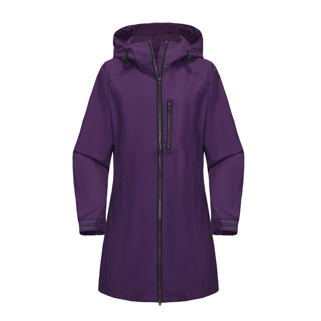 Damen modische Regenjacke mit Kapuze und praktischen Taschen Heidi-Mode
