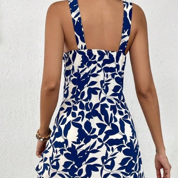 Damen Sommerliches Freizeitkleid mit dekorativem Halsband und floralem Print Heidi-Mode