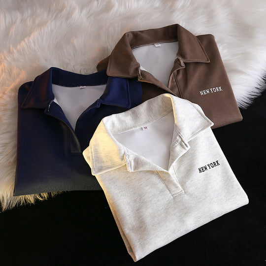Femme Cropped Polo Sweatshirt mit besticktem Detail Heidi-Mode