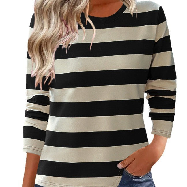 Damen Langarmshirt mit modernem Streifenmuster und bequemer Passform Heidi-Mode