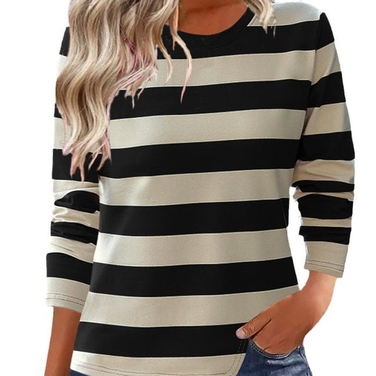 Damen Langarmshirt mit modernem Streifenmuster und bequemer Passform Heidi-Mode
