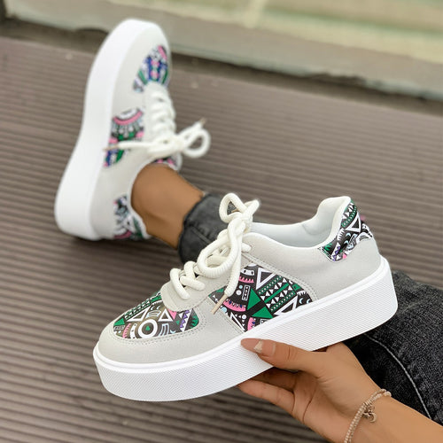Damen modische Plateau-Sneaker mit auffälligem Design Heidi-Mode