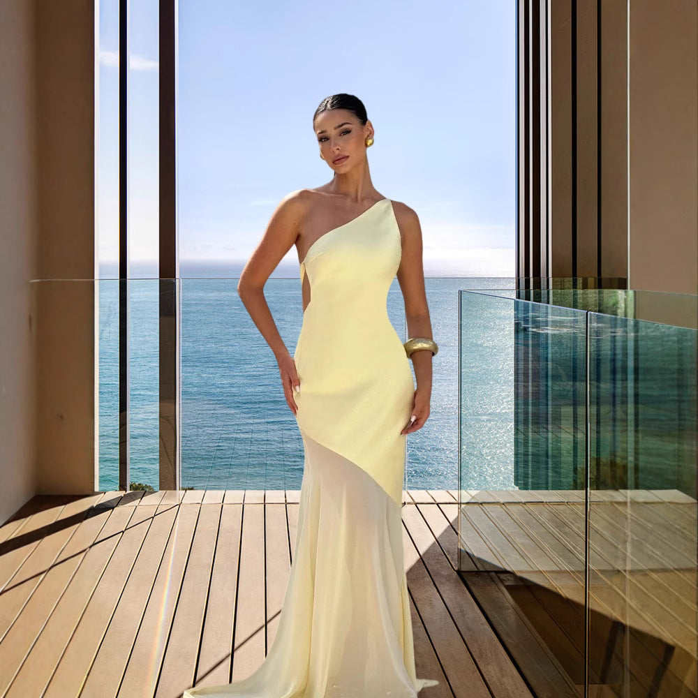 Damen asymmetrisches Abendkleid Heidi-Mode