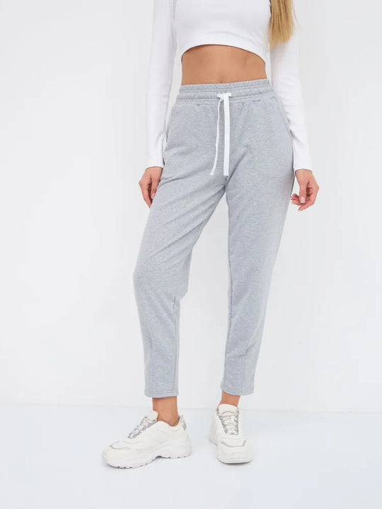 Damen Elegante Jogginghose mit Kordelzug und schmalem Schnitt Heidi-Mode