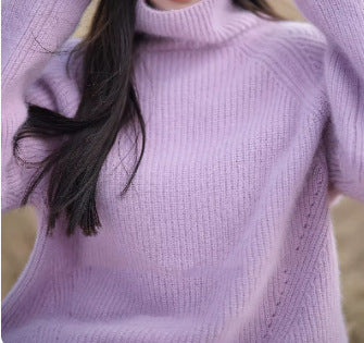 Damen Kuscheliger Rollkragenpullover aus weicher Baumwolle Heidi-Mode