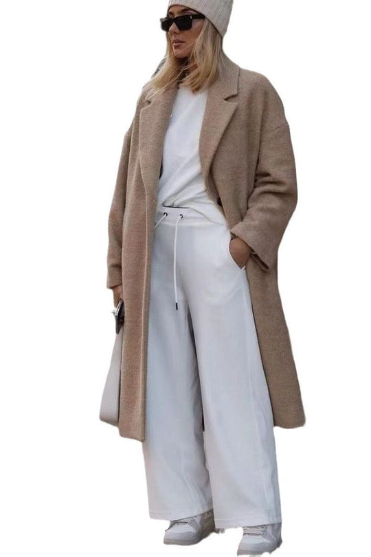Heidi-Mode | Eleganter Revers Plüsch Langer Mantel