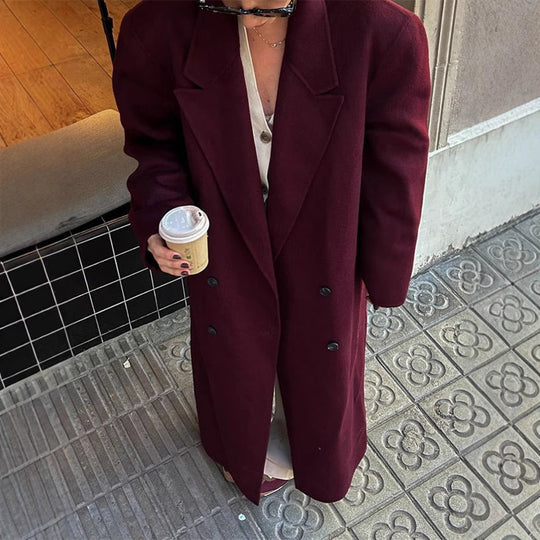 Damen eleganter Wool Coat mit doppelter Knopfleiste Heidi-Mode