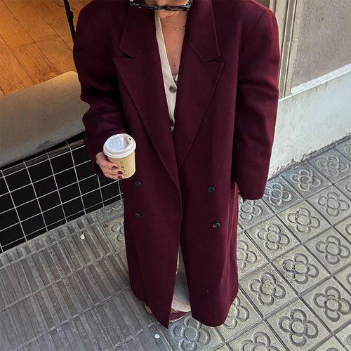 Damen eleganter Wool Coat mit doppelter Knopfleiste Heidi-Mode