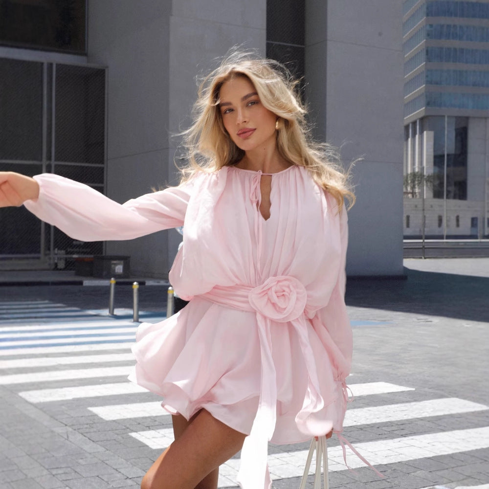 Damen elegantes Wickelkleid mit romantischem Rüschendesign Heidi-Mode