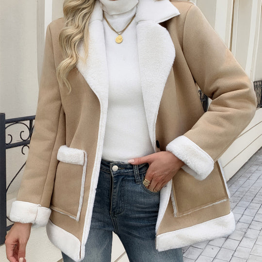 Damen Modische und gemütliche Jacke mit Teddyfutter Heidi-Mode