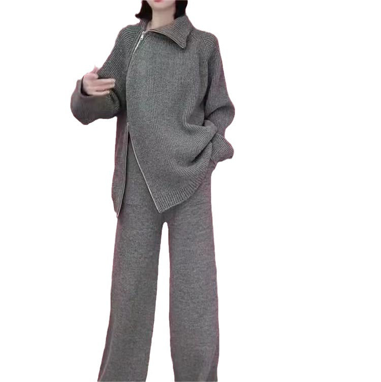 Damen Strickensemble mit Rollkragen und Reißverschluss Heidi-Mode