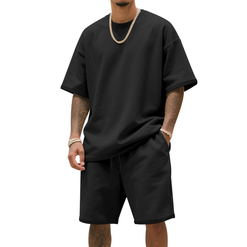 Herren Freizeit-Set mit bequemem T-Shirt und Shorts aus atmungsaktiver Baumwolle Heidi-Mode