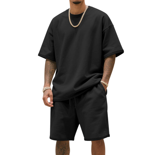 Herren Freizeit-Set mit bequemem T-Shirt und Shorts aus atmungsaktiver Baumwolle Heidi-Mode