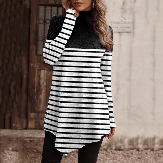 Damen Tunika mit floralem Design und hohem Kragen Heidi-Mode