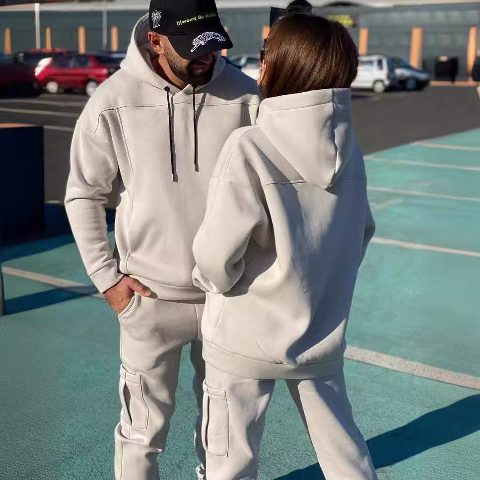 Damen sportliches Hoodie-Set mit hochwertigen Details und bequemen Hosen Heidi-Mode