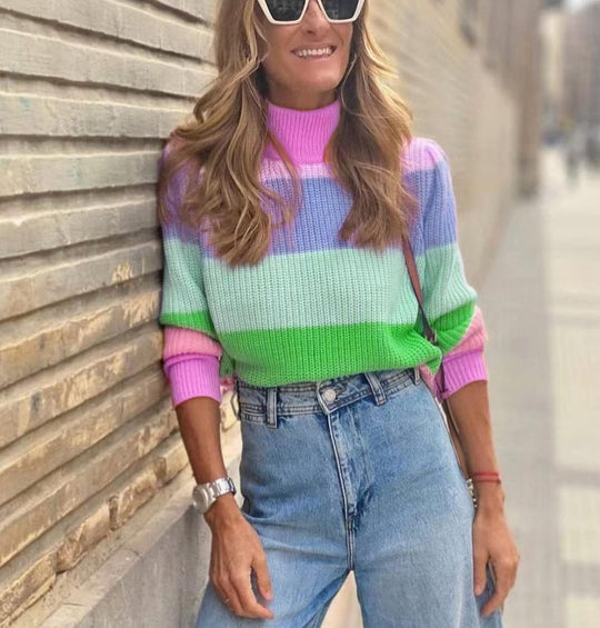 Damen modischer Strickpullover mit Farbverlauf Heidi-Mode