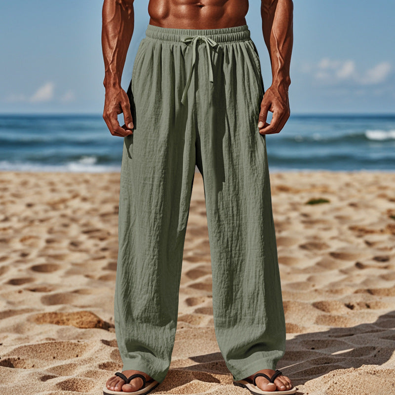 Herren Lässige Strandhose mit elastischem Bund und praktischen Seitentaschen Heidi-Mode