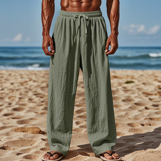 Herren Lässige Strandhose mit elastischem Bund und praktischen Seitentaschen Heidi-Mode