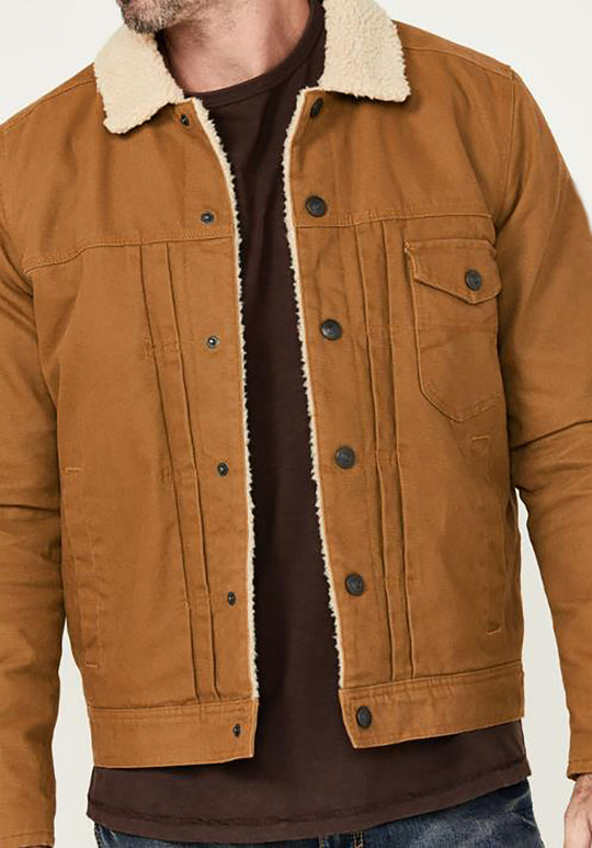 Herren Winterjacke aus strapazierfähigem Baumwollmaterial mit Teddyfutter und praktischen Taschen Heidi-Mode