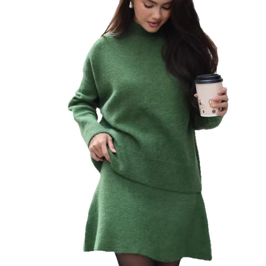 Damen Strickensemble mit weitem Schnitt und hochgeschlossenem Kragen Heidi-Mode