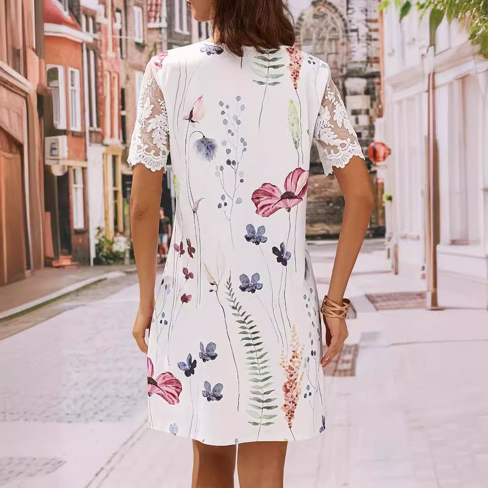 Damen Blumenmuster Shift Kleid Heidi-Mode