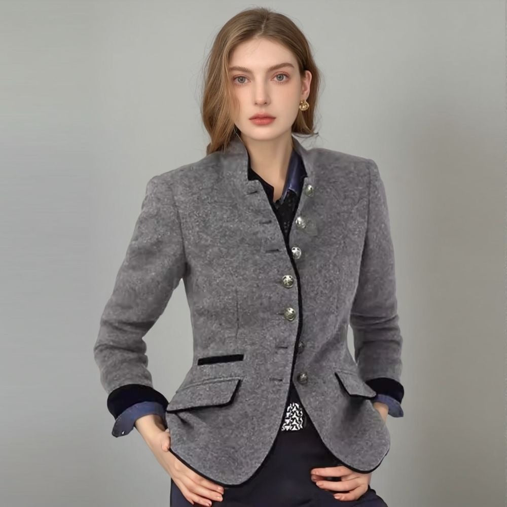 Damen elegante Blazerjacke mit Knopfleiste und praktischen Taschen Heidi-Mode