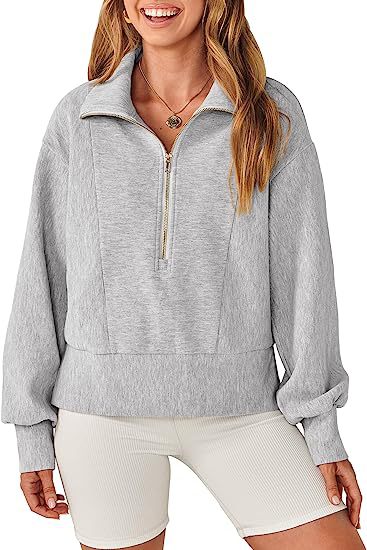 Damen Sweatshirt mit halbem Reißverschluss und weichem Material Heidi-Mode