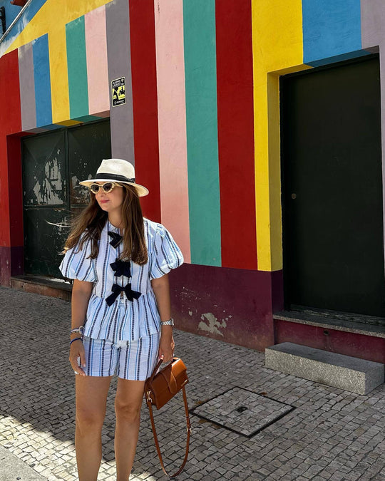 Damen Kurzarm Bluse mit trendigen Puffärmeln Heidi-Mode