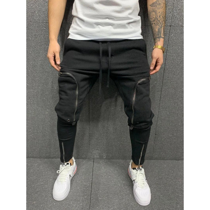 Herren Sportliche Jogginghose mit stylischen Reißverschlüssen und körpernahem Schnitt Heidi-Mode
