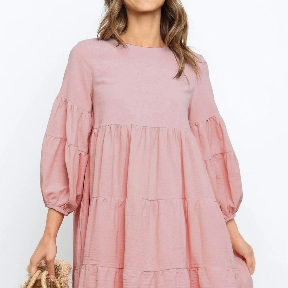 Damen romantisches Sommerkleid mit voluminösen Ärmeln und Rüschendetails Heidi-Mode
