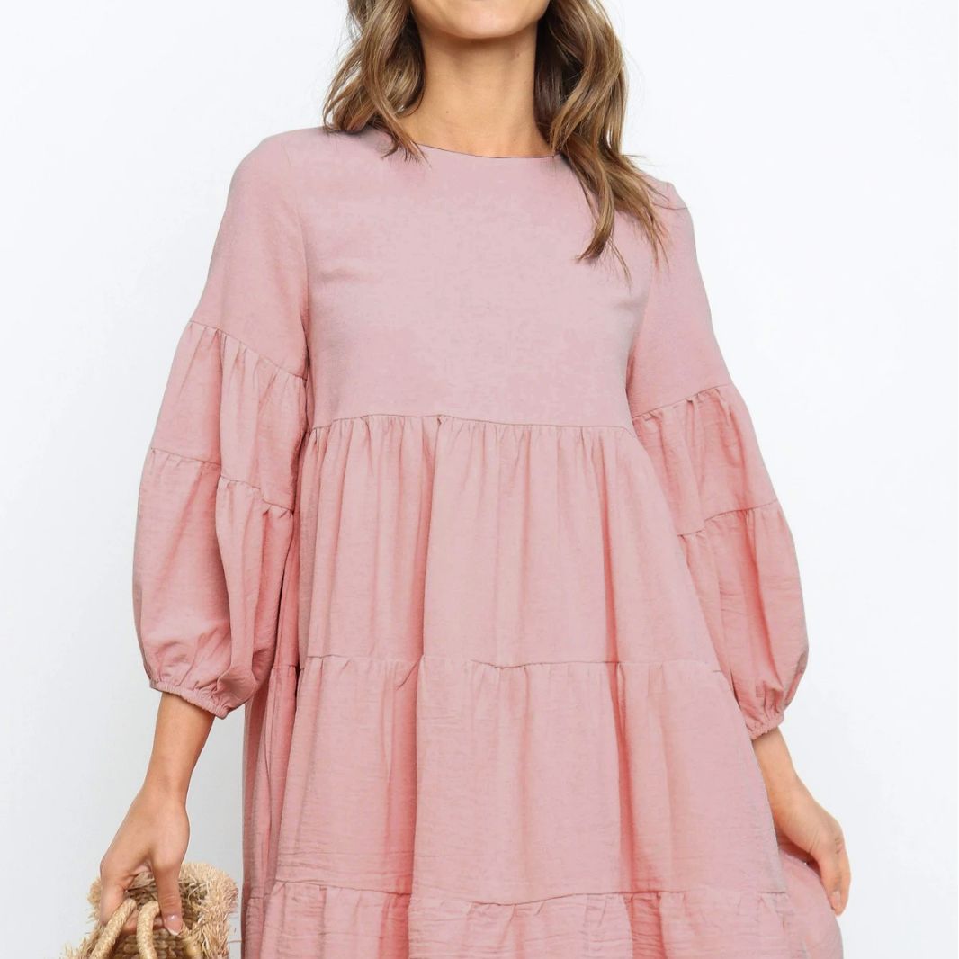 Damen romantisches Sommerkleid mit voluminösen Ärmeln und Rüschendetails Heidi-Mode