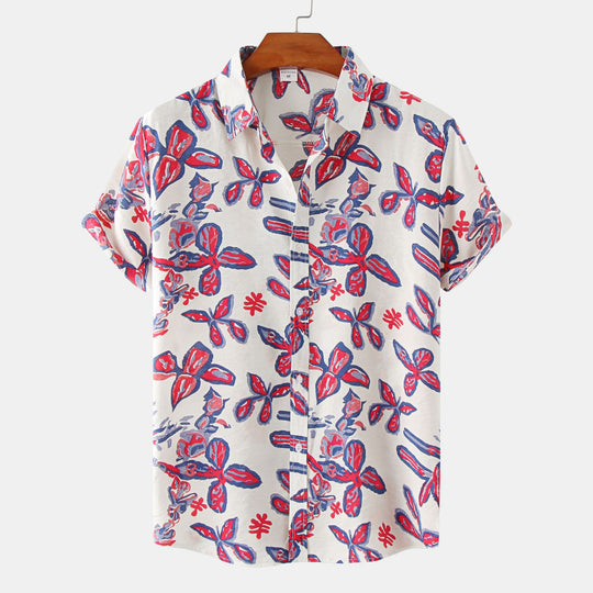 Heidi Mode | Floral kurzärmeliges Blumenhemd Männer