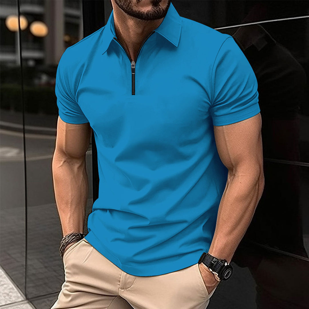 Herren Funktionspoloshirt mit modernem Reißverschluss und atmungsaktiven Eigenschaften Heidi-Mode