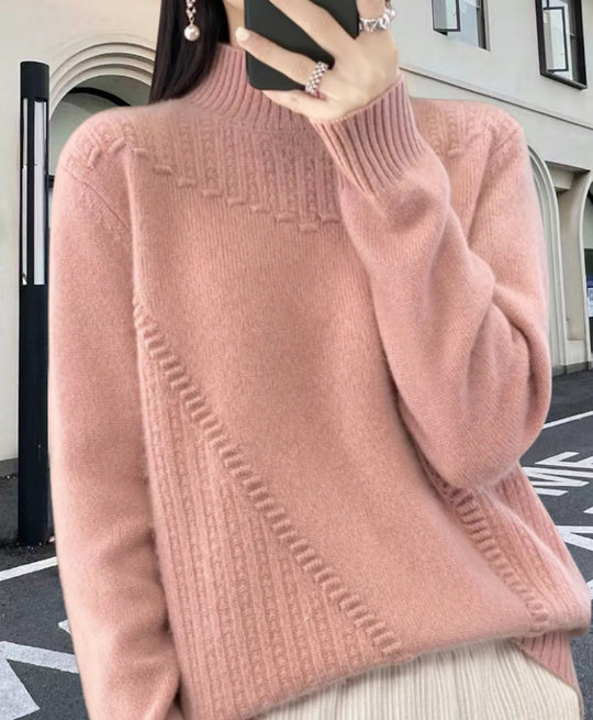 Damen Strickpullover mit elegantem Stehkragen und strukturiertem Design Heidi-Mode