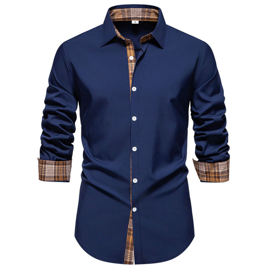 Herren Langarmhemd mit modernem Karodetail und feiner Baumwollstruktur Heidi-Mode