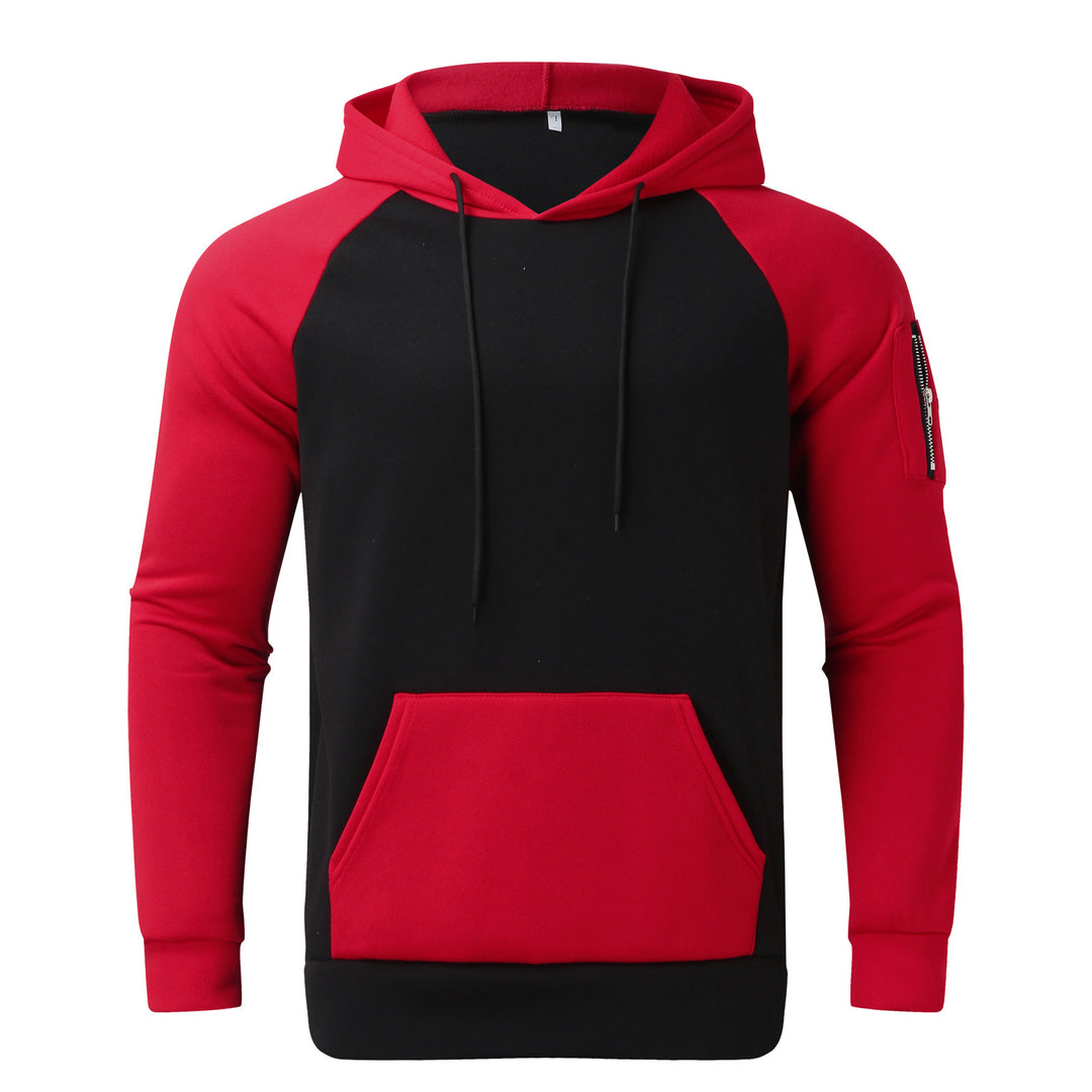 Herren sportlicher Hoodie mit Kontrastärmeln und praktischer Kängurutasche Heidi-Mode