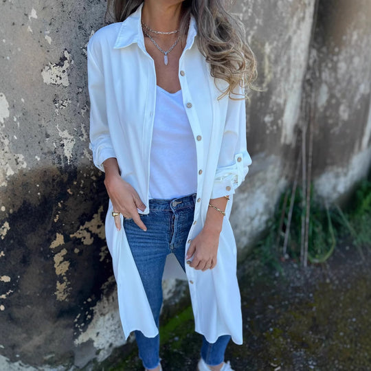 Damen Longbluse mit elegantem Schnitt und lässigen Details Heidi-Mode