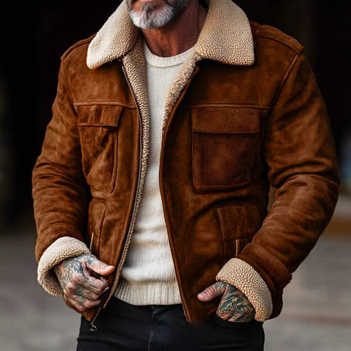 Herren Lederjacke mit weichem Sherpa-Futter Heidi-Mode